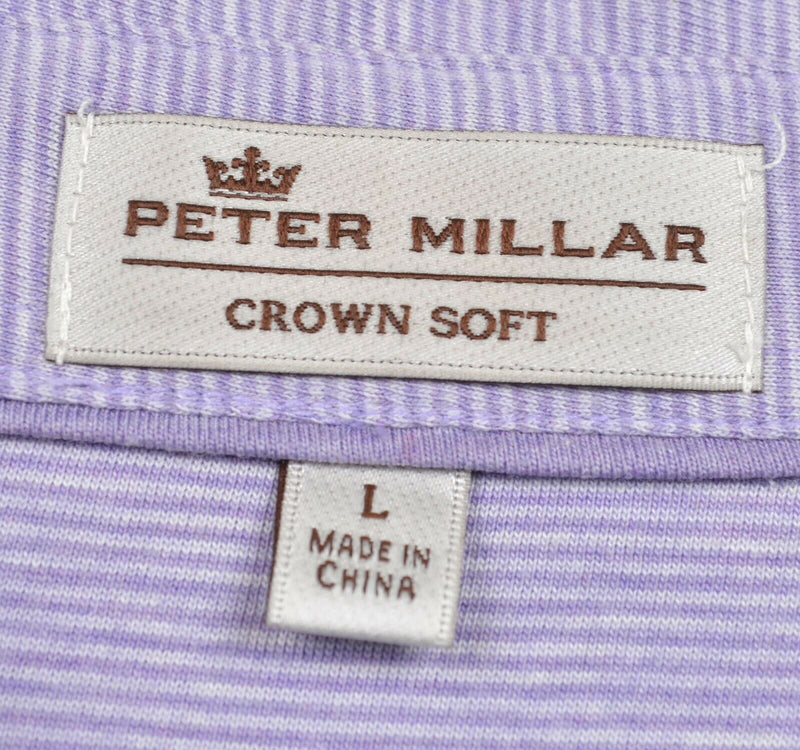 Peter Millar Crown Soft Men's Large Heather Purple Pima Cotton Silk Polo Shirt