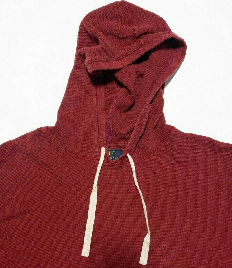 Polo Ralph Lauren Men's XL Waffle-Knit Dark Red Lightweight Shirt Hoodie