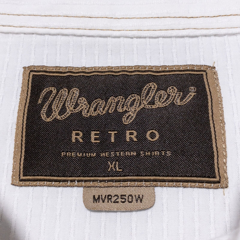 Wrangler Retro Pearl Snap Shirt Men's XL White Western Rockabilly Rodeo Cowboy