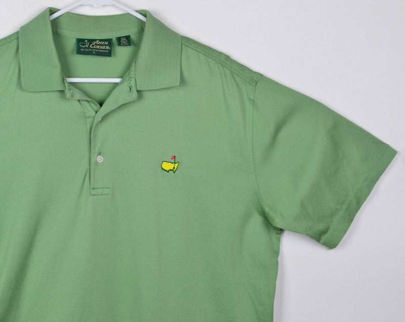 Amen Corner Men's Sz Large Masters Golf Solid Green Pima Cotton Polo Shirt