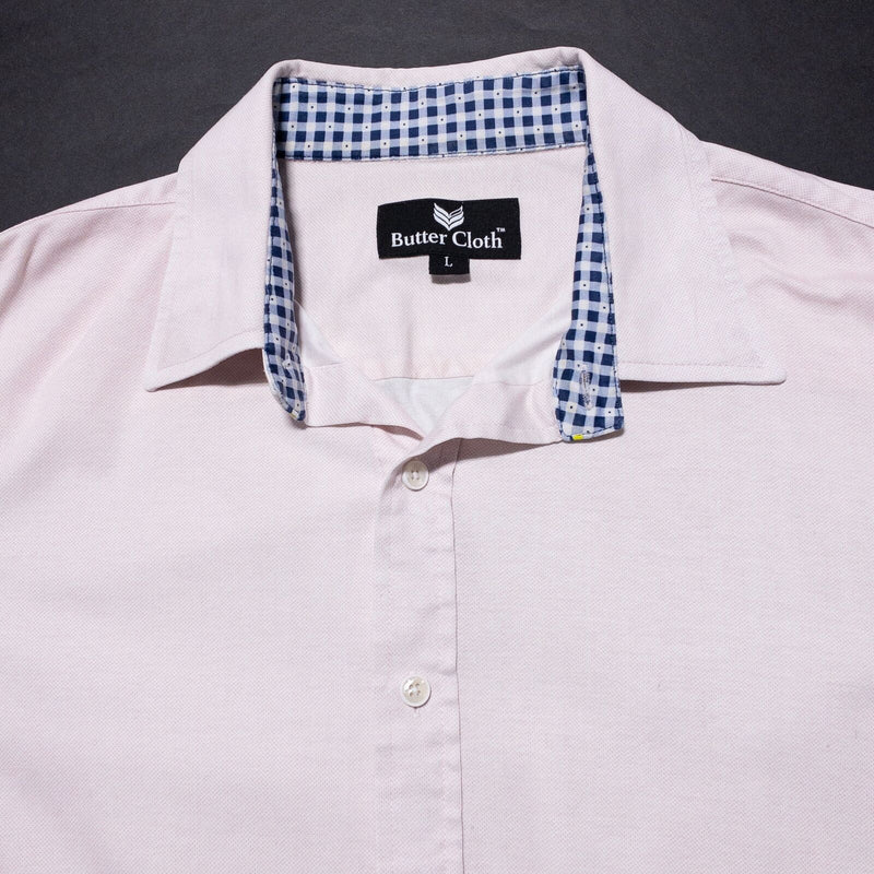 Butter Cloth Shirt Men's Large Flip Cuff Light Pink Button-Front Casual