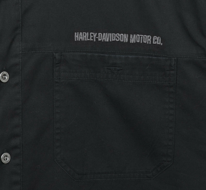 Harley-Davidson Men's Large Black Buell Patch Work Garage Mechanic Biker Shirt