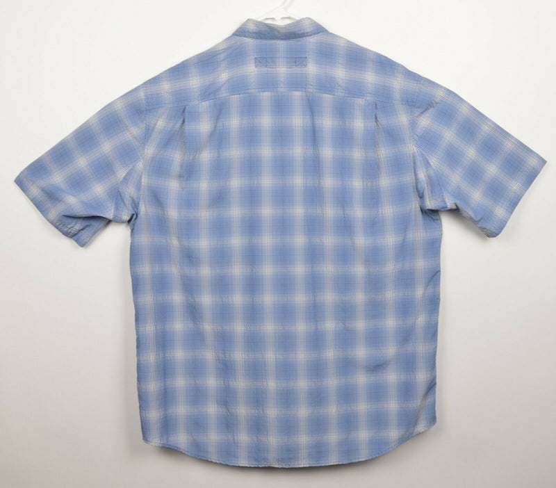 Duluth Trading Co Men's Sz XLT Nylon Polyester Blue Plaid Fishing Hiking Shirt