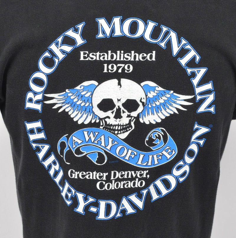 Vintage 90s Harley-Davidson Men's Sz Large Eagle Flames Double-Sided T-Shirt