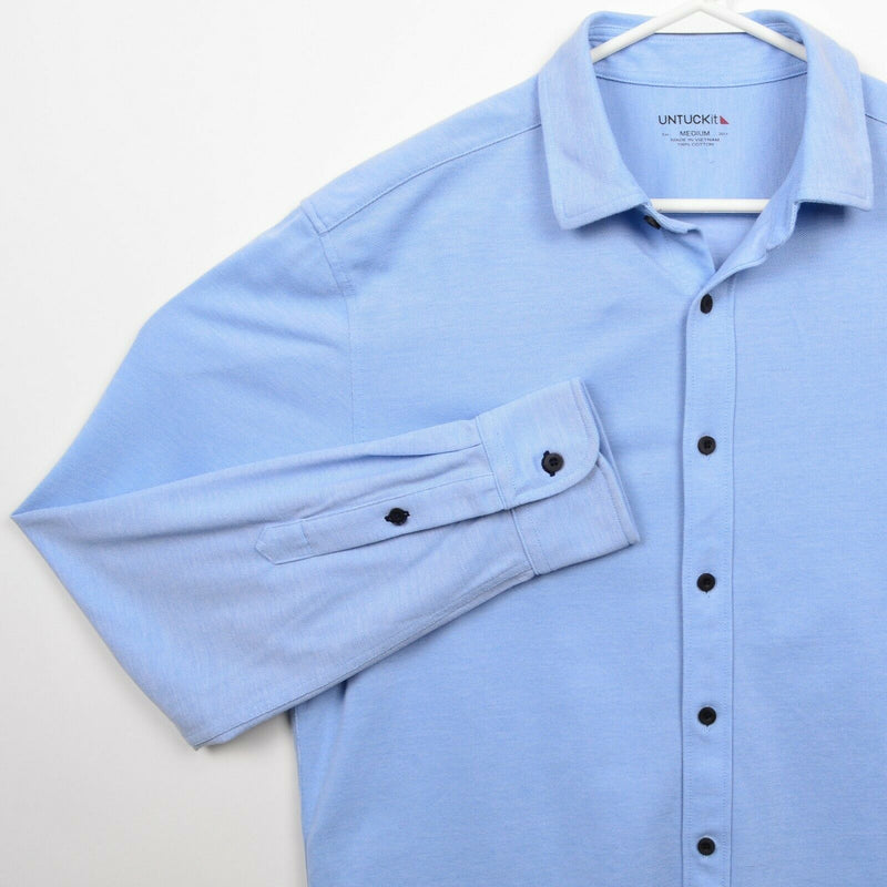 UNTUCKit Men's Medium Solid Light Blue Cotton Stretch Casual Button-Front Shirt