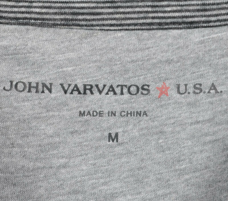 John Varvatos USA Men's Medium Gray Striped Polyester Cotton Designer Polo Shirt