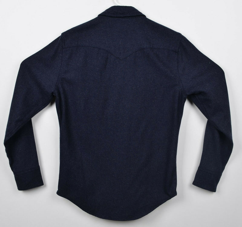 Levi's Men's Sz Small Wool Blend Pearl Snap Navy Blue Western Red Tab Shirt