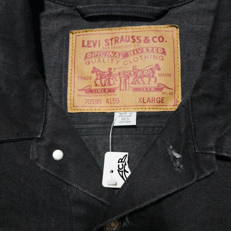 Levi's Men's XL Denim Solid Black Jean Loose Vintage 90s Trucker Jacket 70598