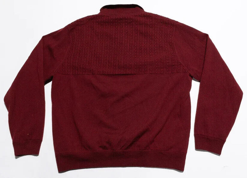 Bobby Jones Lined Sweater Men's XL Merino Wool Red Golf Pullover 1/4 Zip