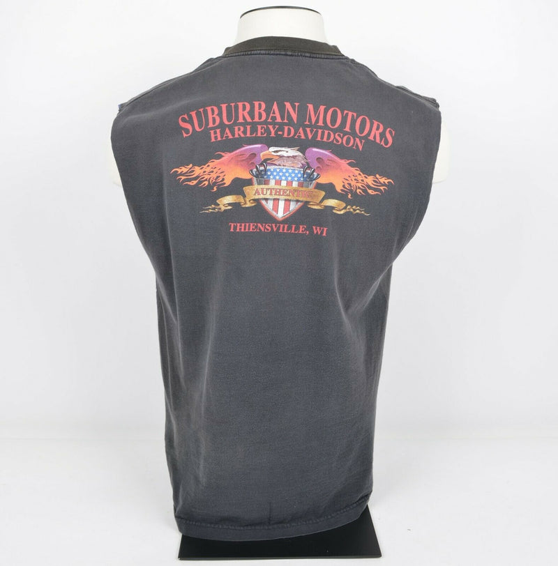 Vintage 1990s Harley-Davidson Men's Large Supercharged Lightning Cut-Off T-Shirt