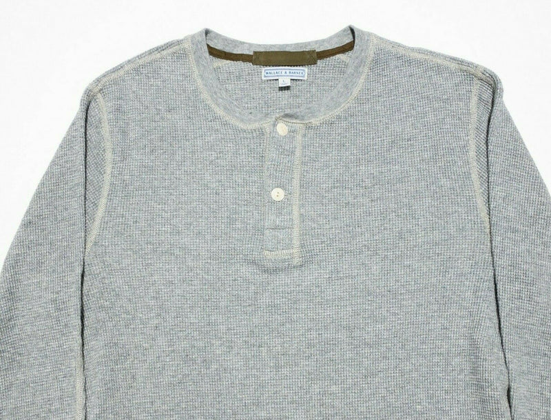 Wallace & Barnes Men's Large Gray Henley Waffle-Knit Thermal Long Sleeve Shirt