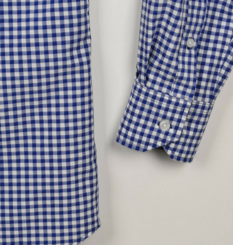 Tailorbyrd Men's Sz Large Polyester Spandex Blue Gingham Check Performance Shirt