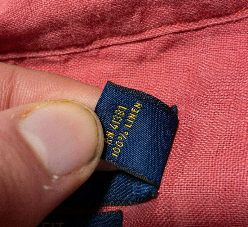 Polo Ralph Lauren Ocean Wash Linen Button-Down Shirt Pink/Red Preppy Men's XL