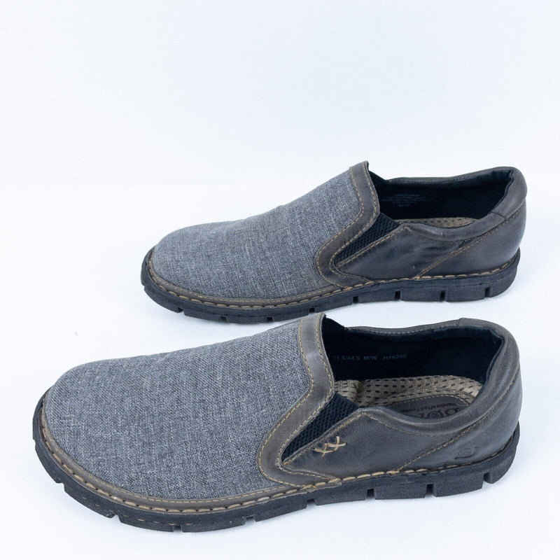 Born Slip-On Shoes Men's 11.5 Canvas Leather Gray H16260 Sawyer Cushioned