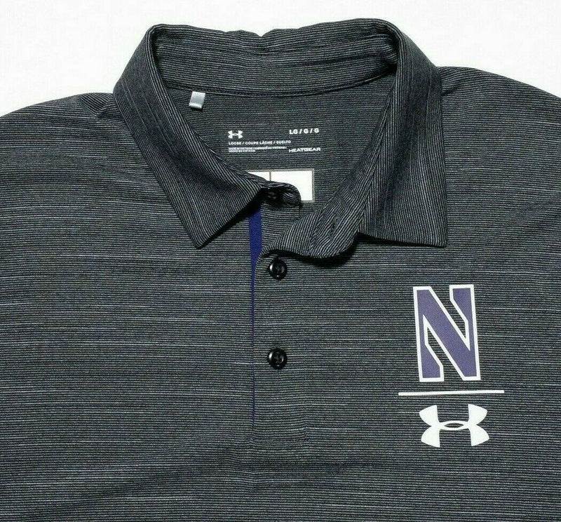Northwestern Under Armour Large Men Team Issue Football HeatGear Polo Shirt Gray