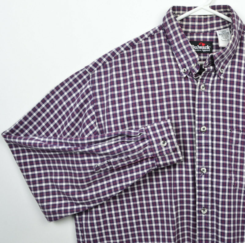 Bulwark Excel FR Men's Large Flame Resistant Purple Plaid Button-Down Shirt