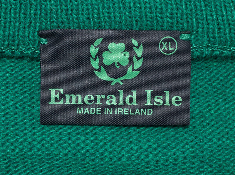 Emerald Isle Sweater Adult XL Irish Embroidered Green Knit Ireland Pullover