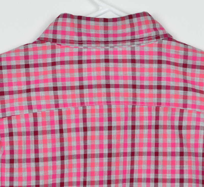 Bonobos Men's Sz Small Slim Fit Pink Red Plaid Check Long Sleeve Shirt