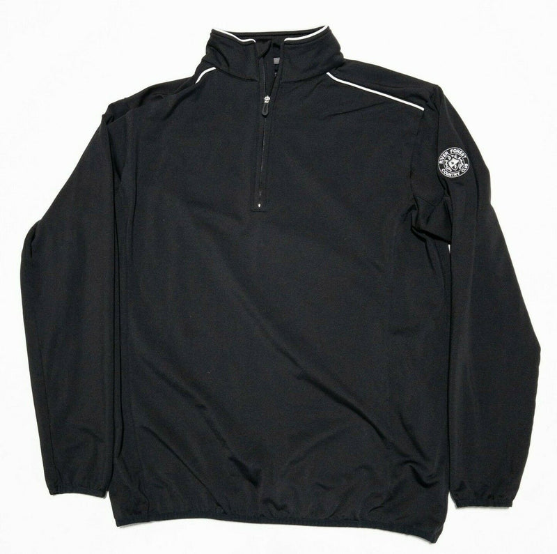 Straight Down Jacket Men's Large Golf 1/4 Zip Solid Black Fleece Pullover