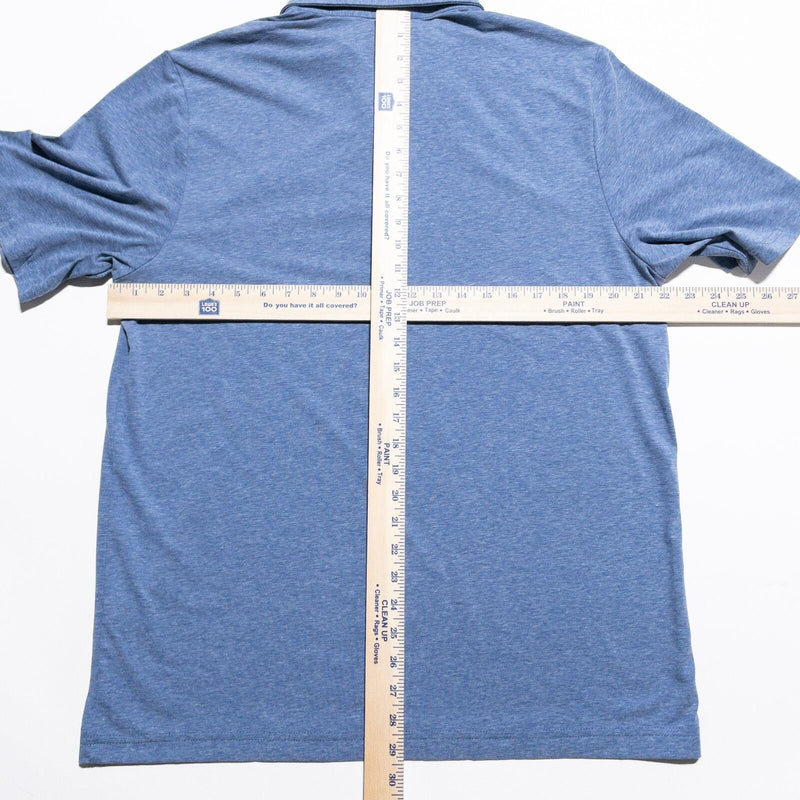 Criquet Polo Shirt Men's Large Solid Blue Short Sleeve Polyester Cotton Blend
