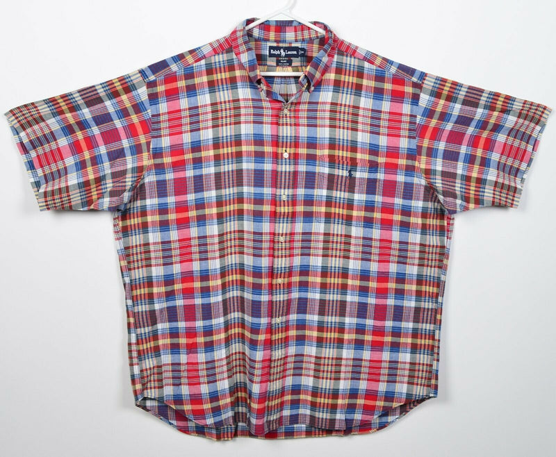 Polo Ralph Lauren Men's 2XL Red Blue Multi-Color Plaid Blake Button-Down Shirt