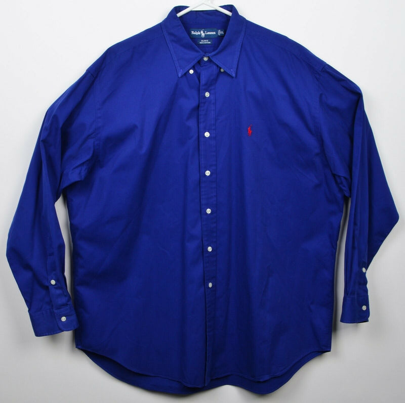 Polo Ralph Lauren Men's XL Solid Royal Blue "Blake" Red Pony Button-Down Shirt