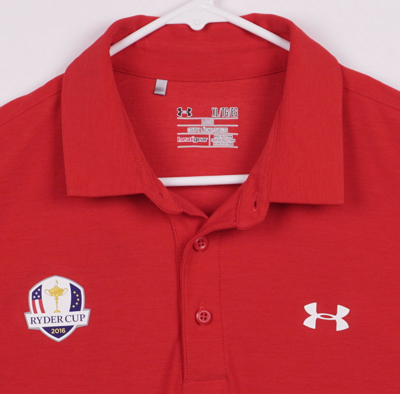Under Armour Men's XL Loose Ryder Cup 2016 Red Team USA HeatGear Golf Polo Shirt