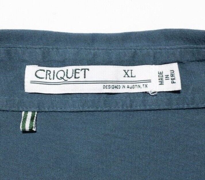 Criquet XL Shirt Men's Polo Short Sleeve Pocket Solid Blue Modern Organic Cotton