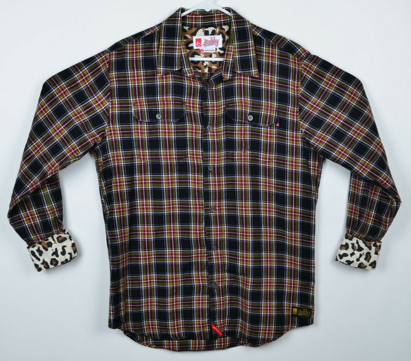 ES Bobby Worrest Men's Sz Medium Plaid Flip Cuff Skate Uptown Woven Shirt