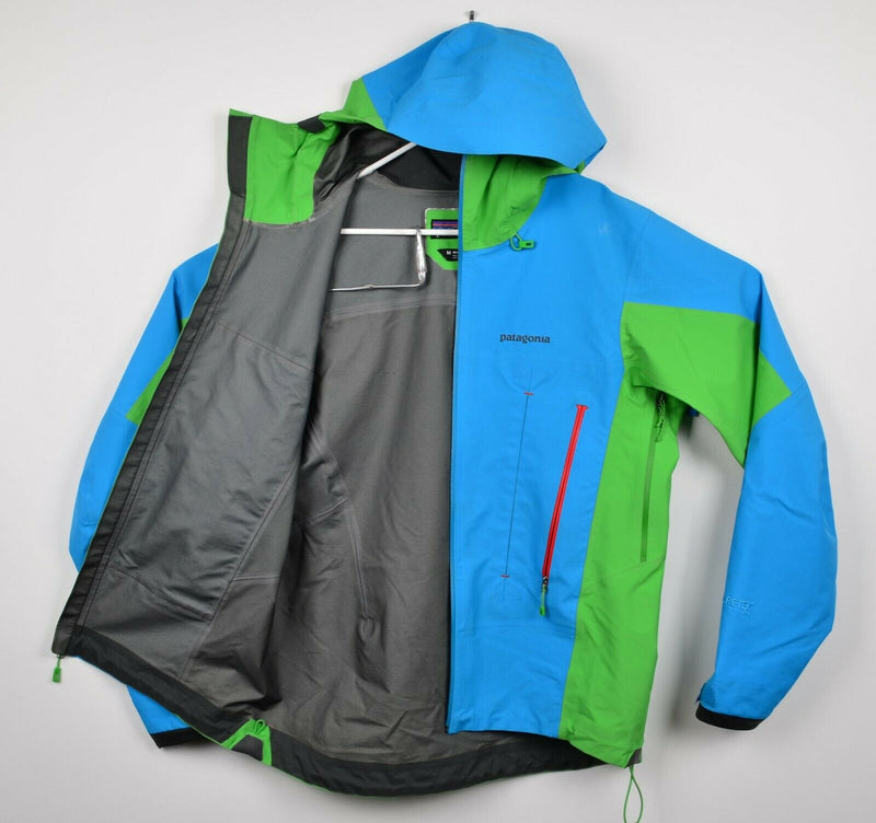 Patagonia Men's Medium Gore-Tex Pro Super Alpine Green Blue Hooded Shell Jacket