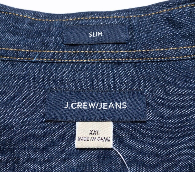 J. Crew Denim Shirt 2XL Slim Fit Men's Jeans Indigo Long Sleeve Button-Down