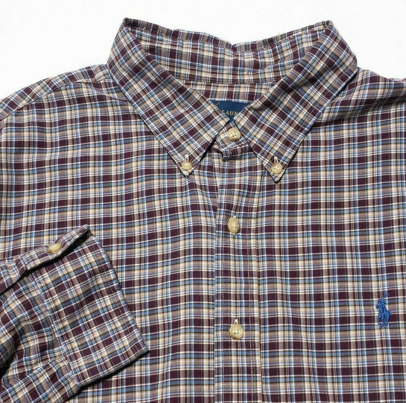 Polo Ralph Lauren Men's 2XL Brown Plaid Long Sleeve Button-Down Shirt