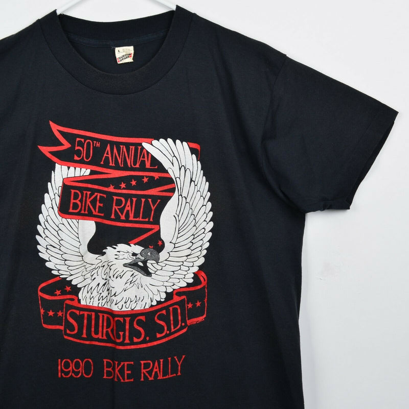Vintage 1990 Sturgis Rally Men's Large Eagle Biker Double-Sided T-Shirt