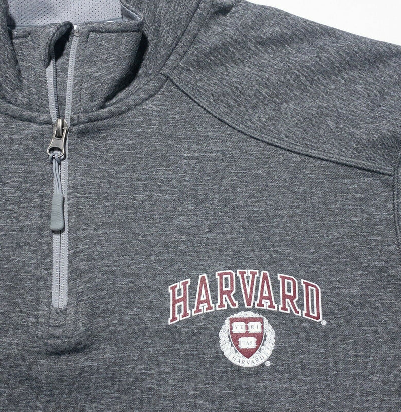 Harvard University Men Large Champion 1/4 Zip Lightweight Gray Sweatshirt Jacket