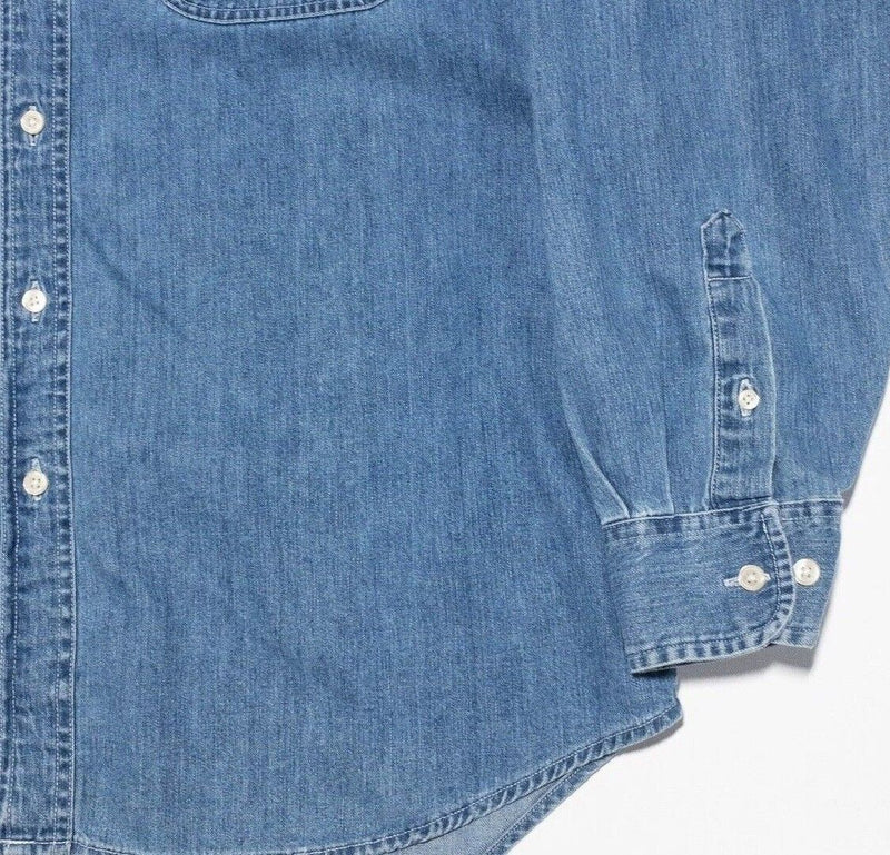 Vintage Gap Denim Shirt Large Men's 90s Long Sleeve Button-Front Indigo Blue