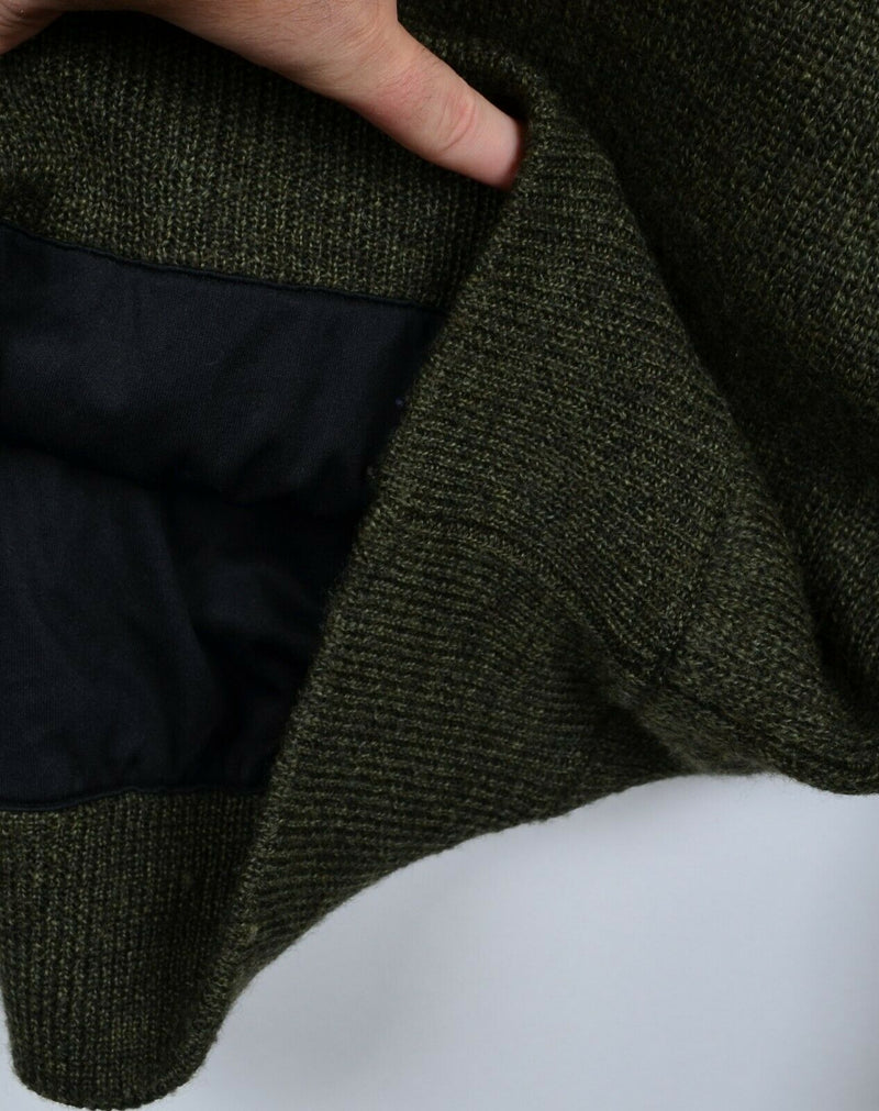 Cabelas Men's XL 100% Wool Lined Shoulder Pad Windshear Hunting Henley Sweater