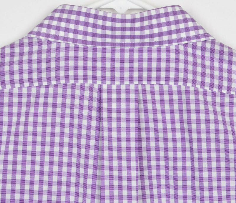 Brooks Brothers Men's Sz 15.5-32 Medium Purple Gingham Non-Iron Dress Shirt