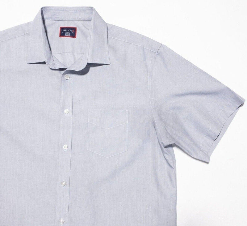 UNTUCKit Large Wrinkle Free Shirt Men's Gray Short Sleeve Button-Front Recolte