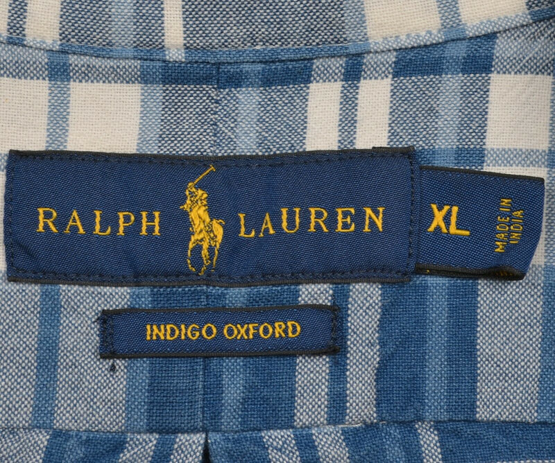 Polo Ralph Lauren Men's XL Indigo Oxford Blue Plaid Button-Down Shirt