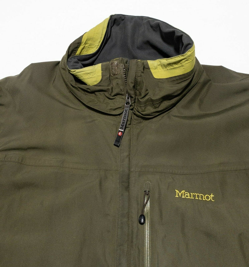 Marmot Rain Shell Jacket Full Zip Green Brown/Olive Colorblock Men's XL WORN