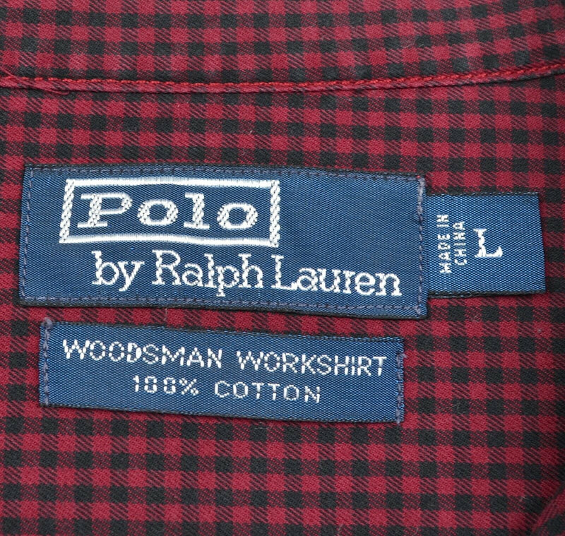 Polo Ralph Lauren Men's Sz Large Woodsman Workshirt Black Red Check Shirt