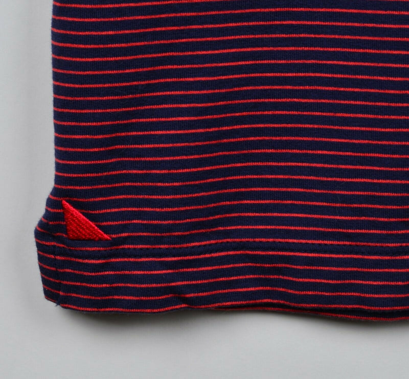 UNTUCKit Men's Sz 2XL Navy Blue Red Striped Cotton Spandex Blend Polo Shirt