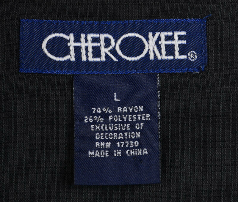 Cherokee Men's Sz Large Embroidered Gambling Cards Casino Black Hawaiian Shirt