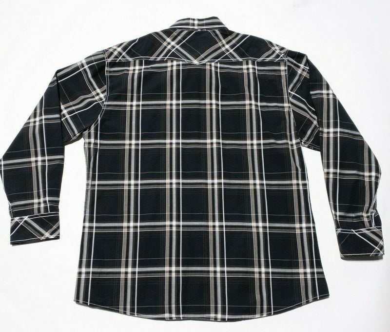 BKE Buckle Pearl Snap Men's 3XL Athletic Fit Black Plaid Rockabilly