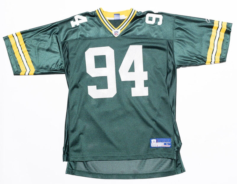 Green Bay Packers Jersey Men's Large Reebok Gbaja-Biamila Football Green NFL 90s