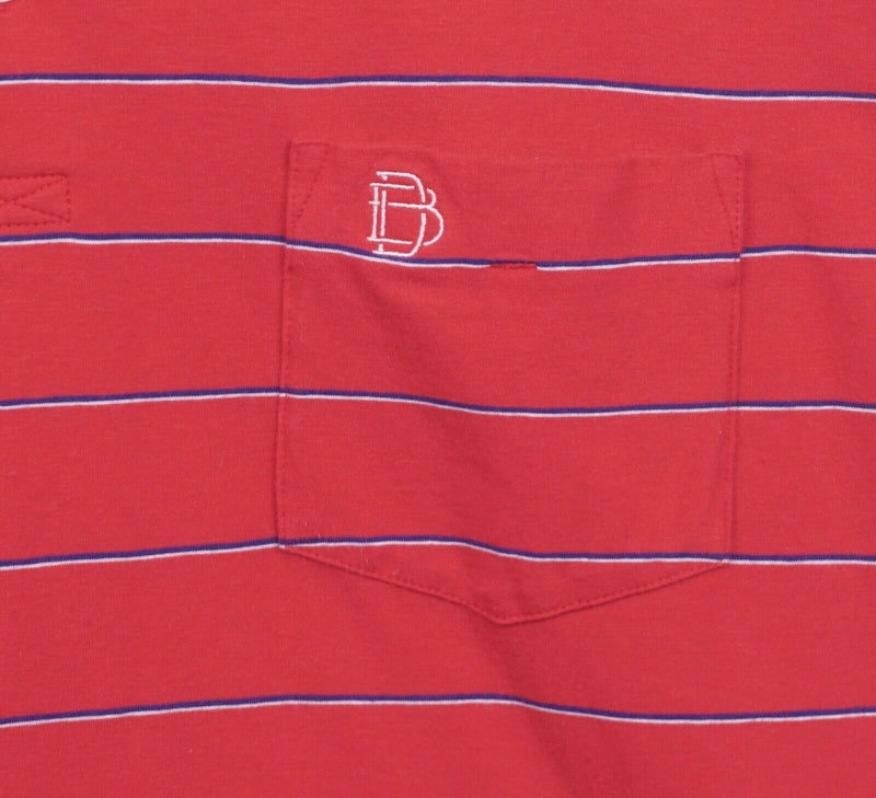 B. Draddy Men's Small Red Striped Pima Cotton Spandex Golf Pocket Polo Shirt