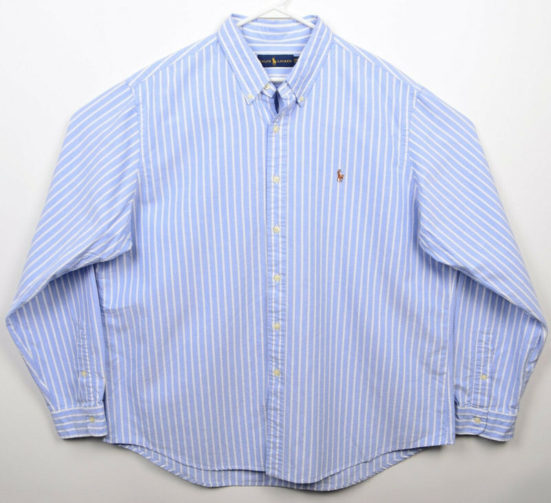 Polo Ralph Lauren Men's 2XL Blue White Striped Pony Oxford Button-Down Shirt