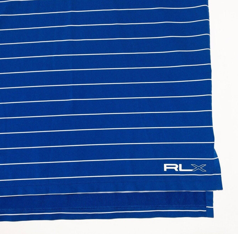 RLX Golf Shirt Medium Men's Ralph Lauren Wicking Polo Blue Striped Logo