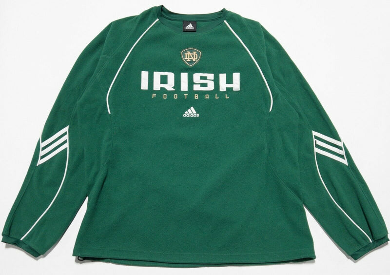 Notre Dame Irish Football Men's Large Adidas Green Fleece Pullover Sweatshirt