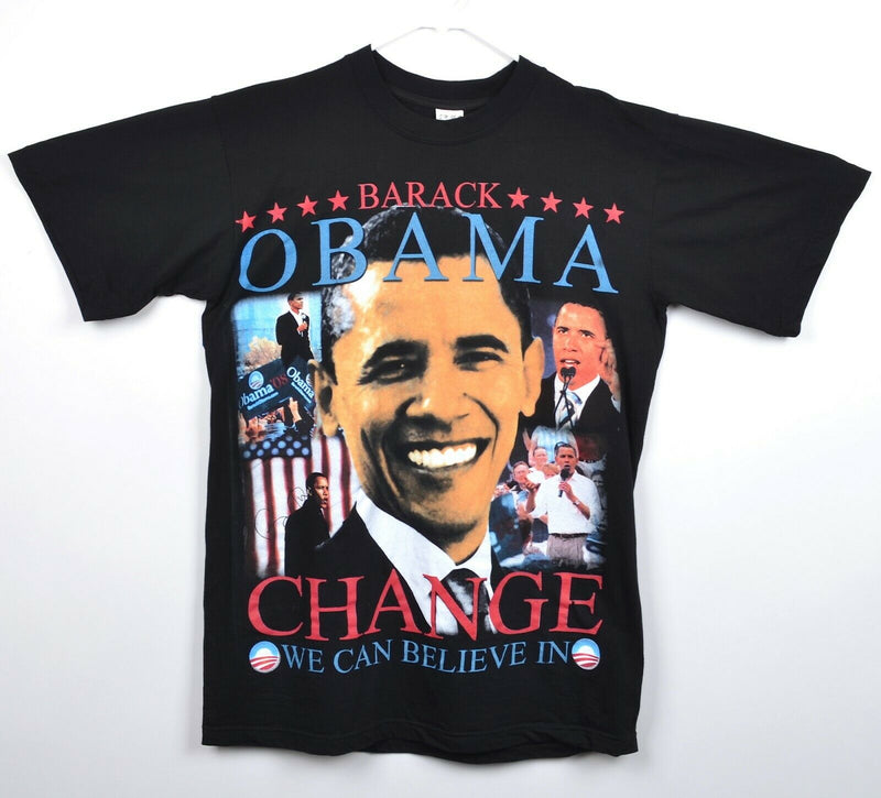Barack Obama Men's 2XL Rap Tee Style Collage Change All-Over Double-Side T-Shirt